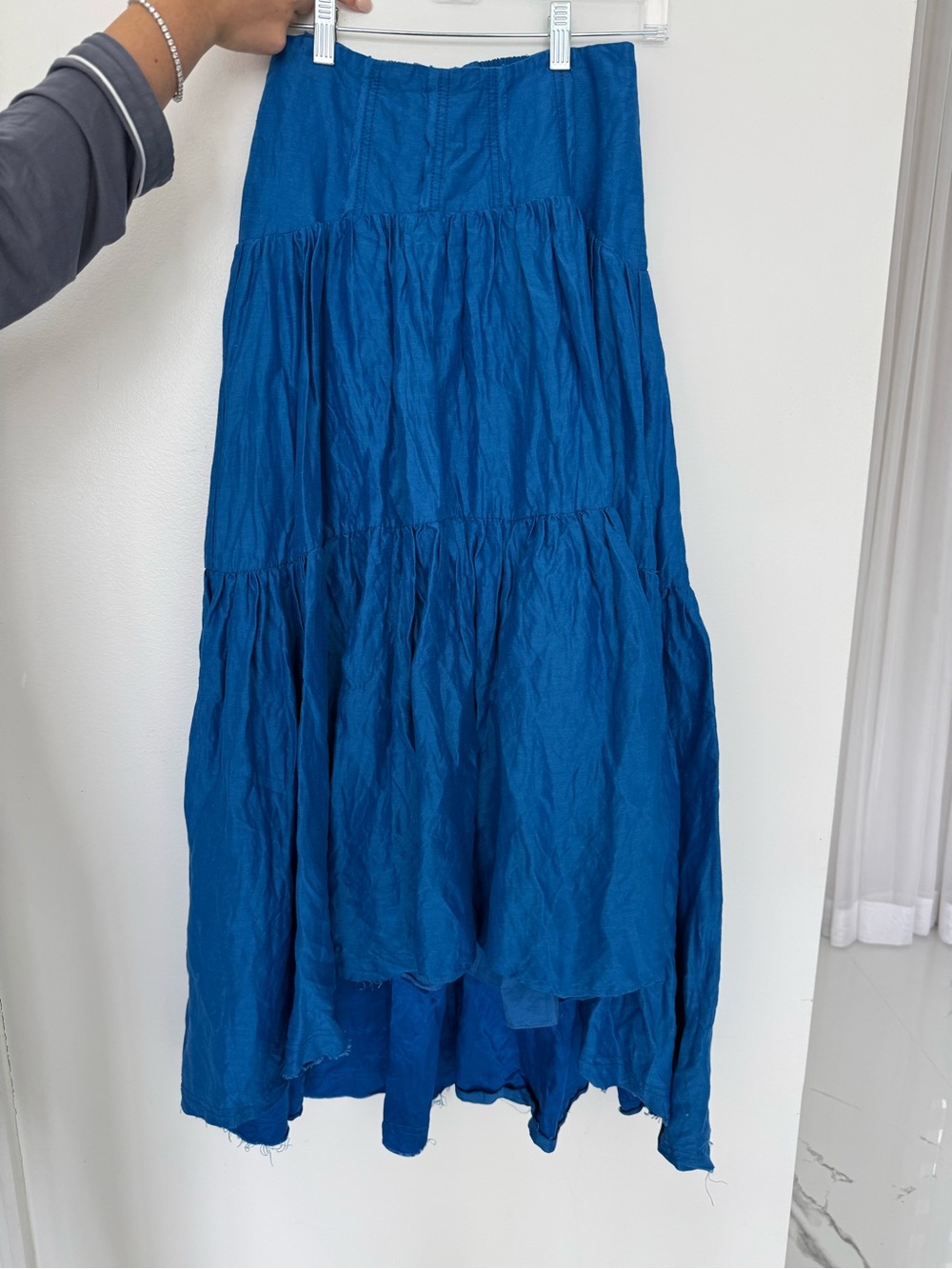 Aje Royal Blue Tiered High-Low Maxi Skirt